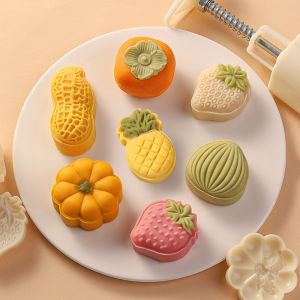 New Cartoon Fruit Mooncake Hand Press Style Home Use Ice Skin Green Bean Cake Press Flower Mold Pastry Baking Tools