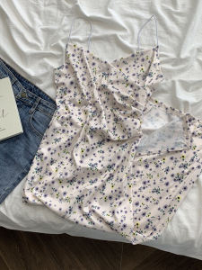 ชุดเดรสแขนกุดพิมพ์ลายดอกไม้สไตล์ฝรั่งเศสย้อนยุค ทรงเข้ารูป ดีไซน์เก๋ไก๋ สำหรับผู้หญิงในฤดูร้อนปี 2023