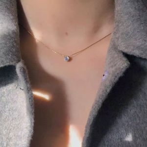 Minimalist Shiny Zircon Charm 18K Gold Plated Stainless Steel Necklace for Women