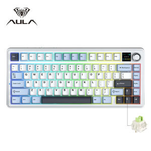 AULA | AULA F75 MAX Mechanical Keyboard 75 Percent Layout TFT Smart Screen Knob Hot Swappable Gasket Mount Tri Mode Wireless Gaming