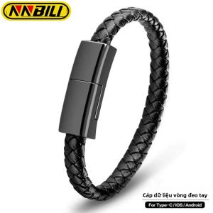 Cáp Sạc Vòng Tay Di Động NNBILI USB Sạc Nhanh Micro/Type C Cho iPhone 14/13/12/11 Pro Max/X Samsung Xiaomi Huawei - Đen 20CM