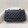 (Pre-loved) Chanel Medium Classic Flap CF in Black Caviar and SHW (Model: A01112). 