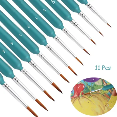 11/22pcs Miniature Paint Brushes Art Painting Brushes Weasel Hair Paint Brush Gouache Watercolor Oil Paints Artists Hand Painted