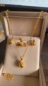 14k 3in1 Bangkok gold earrings necklace ring size Adjustable