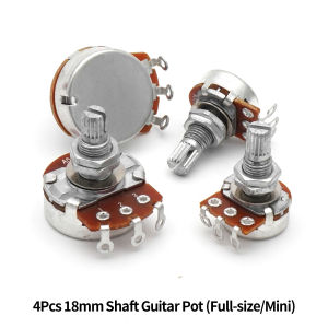 4Pcs 18mm Long Shaft Guitar Potentiometers A250K/B250K/A500K/B500K Volume Tone Control Pots for Electric Guitar and Bass Parts