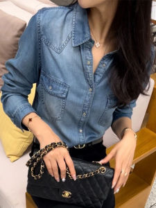 Spring Autumn Casual High-Grade Lyracell Denim Shirt