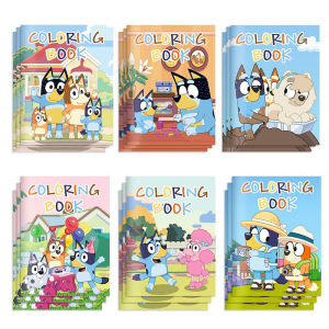 ของเล่นเพื่อการศึกษาสำหรับเด็กฉากตัวการ์ตูน6/12/24ชิ้นหนังสือระบายสีกราฟฟิตีสีแบบทำมือสมุดภาพระบายสีสีน้ำเงิน