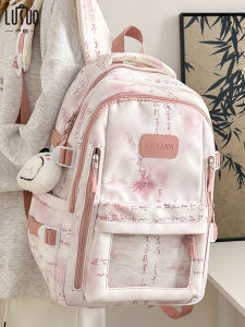 กระเป๋าเป้สะพายหลังผู้หญิงความจุขนาดใหญ่สำหรับนักเรียนมัธยมปลายและมัธยมต้น กระเป๋าสะพายไหล่แบบหนังสือ กระเป๋าสะพายหลังแบบทรงสี่เหลี่ยมแนวตั้ง กระเป๋าสะพายหลังแบบพับได้