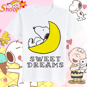 Bandai | American Retro Trend Student Cartoon Peanut Comic Snoopy (the Dog) Short-sleeved T-shirt for Boys Childrens Clothing