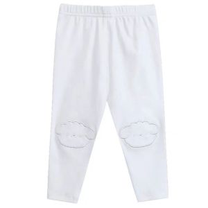 Cloud Patterned Knee-Pad Pants for Baby Girls Slim Fit Striped Base Layer High Elasticity Long Pants Childrens Sportswear