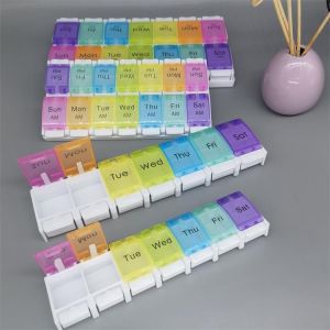 7 Days Weekly Pills Box Press-type Tablet Storage Boxes Drug Capsule Container Medicine Case Pillbox Travel Portable Pill Organizer