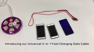 Phone Planet MF001 Kabel Fast Charging 3 in 1 Nylon Braided - USB A to Lightning/Type C/Micro USB