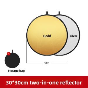NUOPUCHI | Portable Folding Reflective Board Photography Props 80cm Gold And Silver Dual Purpose Fill Light Board Soft Light Board Lighting Board Studio Outdoor Small Photography Equipment Round