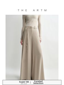 Wide Leg Easy-to-Care Vinegar Acetate Pants
