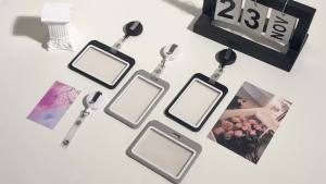 Retractable ID Card Holder Lanyard Transparent Plastic Badge Reel Clip for Office Work ID Badges Keychain School Card