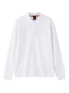 Hugo Boss Mens Slim Fit Long Sleeve POLO Shirt Silver Tai Premium 300095 Fashionable Cotton Blend Business Casual Polo