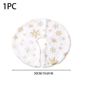 Glitter Snowflake Tree Skirt Soft Plush Fabric 50cm Diameter Easy Wrap for Christmas Home Shop Holiday Decoration