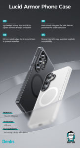 Benks Lucid Armor Magnetic Protective Case for Samsung S26 Ultra S26U All Inclusive Protection Frosted Matte Lightweight Shockproof Casing