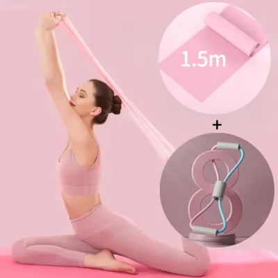 1/2Pcs 1.5m/2m Resistance Bands. Latex-Free Elastic Stretch Bands for Home Working Out Women Men Physical Therapy Yoga Pilates