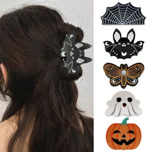 New Halloween Hair Claws Grab Hairpins Ghost Bat Skull Acrylic Hair Clips Barrettes for Women Girls Hair Accessories Hairgrips