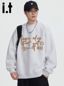izzue | White Mens Round Collar American Style Heavyweight Hoodie