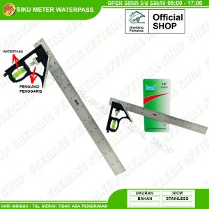 Penggaris Siku Meter Waterpass Besi Sudut 30Cm Siku Tukang Waterpas