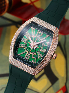 DENVOSI | DENVOSI Starry Sky Wine Barrel Luxury Mens Quartz Watch Silicone Strap