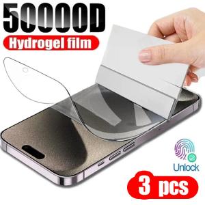 3Pcs Full Coverage Clear HD Hydrogel Film For iPhone 17 Pro Max 16 15 11 14 Plus 12 13 Mini 16e Air 8 7 Plus SE XR X XS