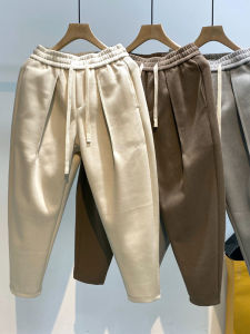 กางเกงวอร์มสปอร์ตทรงหลวมสำหรับผู้ชาย ฤดูหนาว 2023 กางเกงขายาวทรงฮาราจูกุสีพื้น กางเกงขายาวทรงหลวมสำหรับผู้ชาย