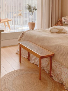 MU FENG ZHI NAN | Vintage Style Rattan Wooden Bench