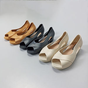 Sampai7an SPT-61 Sepatu Heels Wanita Woman Fashion Shoes Bahan PVC Model Korea Elegan Terbaru COD