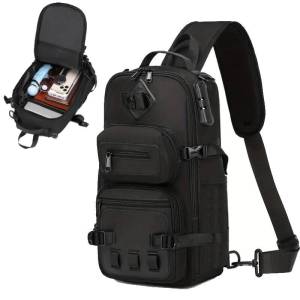 Mens Hiking Chest Bag Anti-theft with Combination Waist Bag Outdoor Climbing Fishing Crossbody Backpack 14L Storage Schoolbag