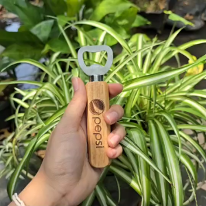 ที่เปิดขวด สแตนเลส ด้ามไม้ เลเซอร์ ข้อความ โลโก้ ตามใจลูกค้า อุปกรณ์เปิดฝาขวด ที่เปิดฝาขวด แจ้งข้อความโลโก้ทางแชทร้านค้า