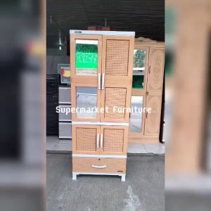 Lemari Plastik Napolly Motif Anyaman Rotan Jati Gantungan kaca Lemari Pakaian Plastik Cabro G11 X D2C