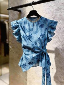 KUNAILIN | French Ruffled Sleeves Slim Fit Charming Design Women Top
