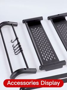 Bathroom Rack Stainless Steel Towel Rack no Drill Fixed Toilet Washroom Shampoo Rack Black Toilet Racks