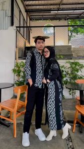 ZUDEVA - Set Couple Tenun Baju Batik Sarimbit Kondangan Seragam Lebaran Keluarga Pasangan DRESS SET KEMEJA