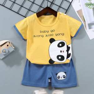 1-6T Baby Boys Short Sleeved Shorts Set Cartoon Panda Cotton Fabric Summer Kids Outfit Indoor & Outdoor Wear