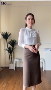 Chân váy công sở nữ thiết kế dáng A dài 2 lớp MC FASHION đen và nâu tây thanh lịch chất dior mã CV 0635