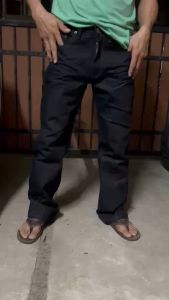 กางเกงยีนส์ขากระบอกใหญ่ปั้นเฟดป้าย HiRockผ้า16ออนขา9นิ้วและป้าย LSH LiveSwitchผ้า16ออนขา10นิ้วผ้าดิบสีมิดไนท์ทรงช่างเป้าแบบซิป