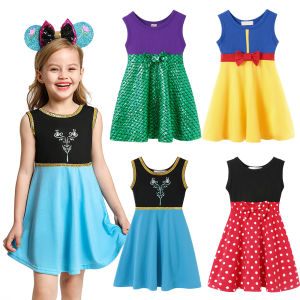 2025 Children Summer Casual Soft Dress Girl Summer Cotton Daily Oufit Vestidos Children Sleeveless Colorful Costumes Dresses