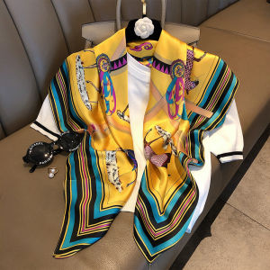 XUANXUAN | Khăn choàng lụa nữ đa năng thời trang xuân thu đông xuân rộng rãi đa năng phong cách Hàn Quốc họa tiết hoa polyester