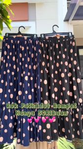 Haseena Rok Plisket Mietaa Rempel Motif Polkadot Besar Tabur | Rok Wanita Skirt Ruffle Anti Nerawang Motif Style Korea