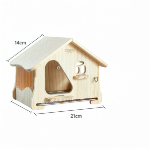 Yee | Nhà Gỗ Đa Năng Cho Vẹt Theo Mùa Với Mạng Inox Dưới Có Thể Kéo Ra Để Chơi Và Ở