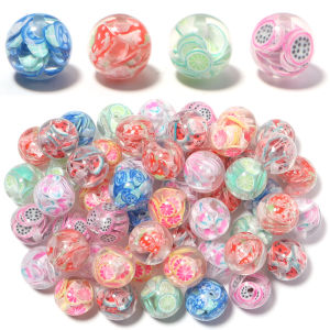 5pcs/lot 16mm Cartoon Fruit Resin Beads Strawberry Round Loose Spacer Beads For Jewelry Making DIY Necklace Bracelet Accessories