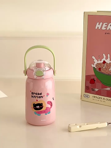 JAYGO Glass Cup Kartun Gelas stainless316 500ml Tumbler Gelas Tumbler Lucu Kopi Cangkir Kopi Gelas Handle Dengan Sedotan