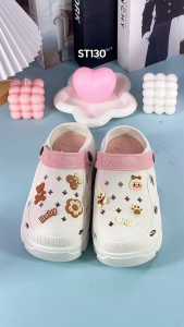 STOMPION Korean Sandals For Women Clogs Cartoon Chunky Rubber Sandals Beach Slippers For Women