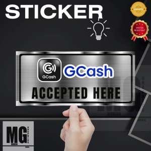 Modern Graphics Gcash Accepted Here Sticker PVC Sintra Board l Waterproof I 3.5 x 7.5 inches