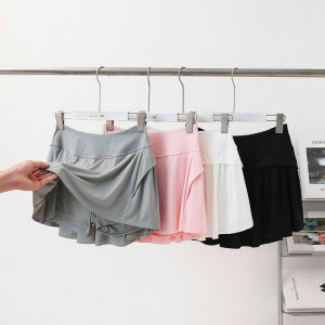 Lulusicily Korean Style Breathable Ice Silk Short Skirt Womens High Waist Yoga Fitness Skirts Summer Slimming A-Line Skirt
