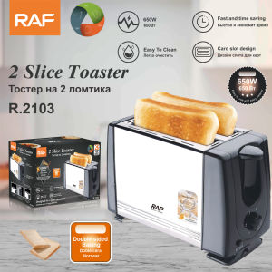 RAF Bread Toaster Stainless Steel 2 Slice Electric Panini Toaster Bread Machine Sandwich Maker Breakfast Pop up Toaster Card Slot